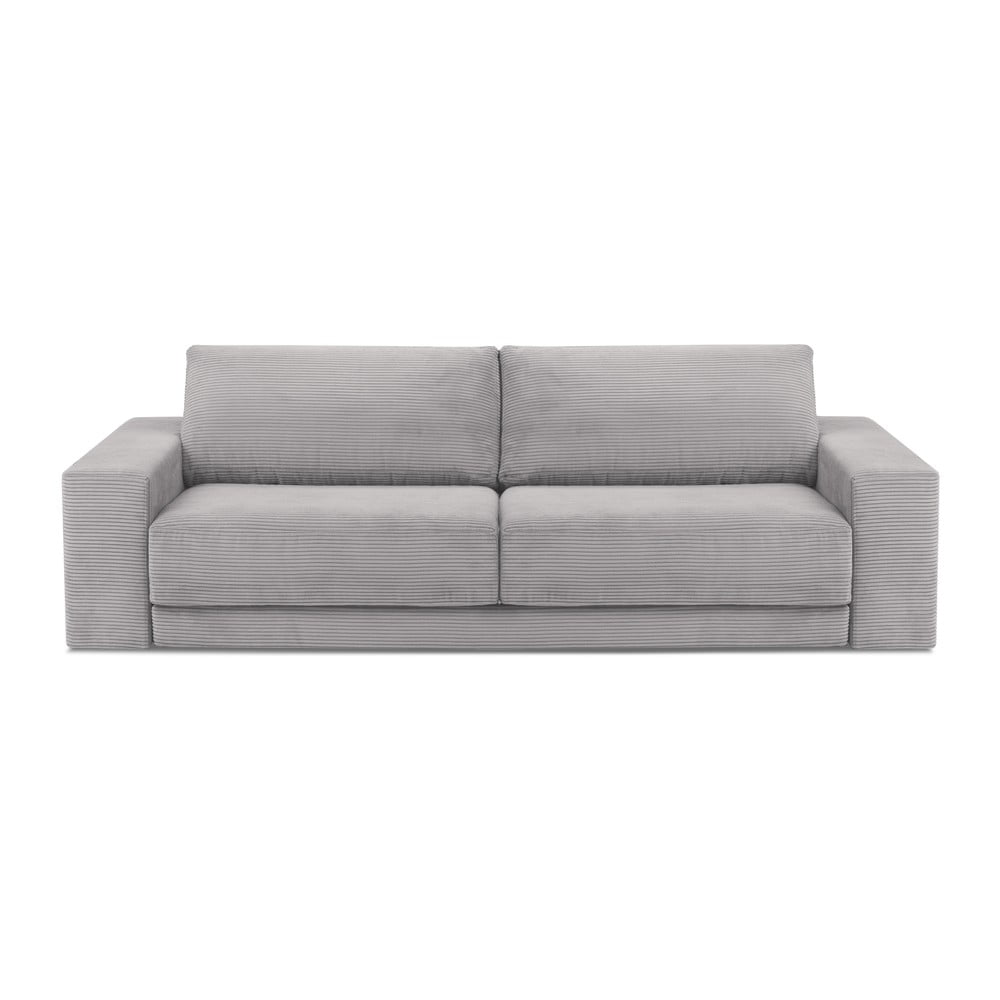 Jasnoszara sztruksowa sofa rozkładana Milo Casa Donatella