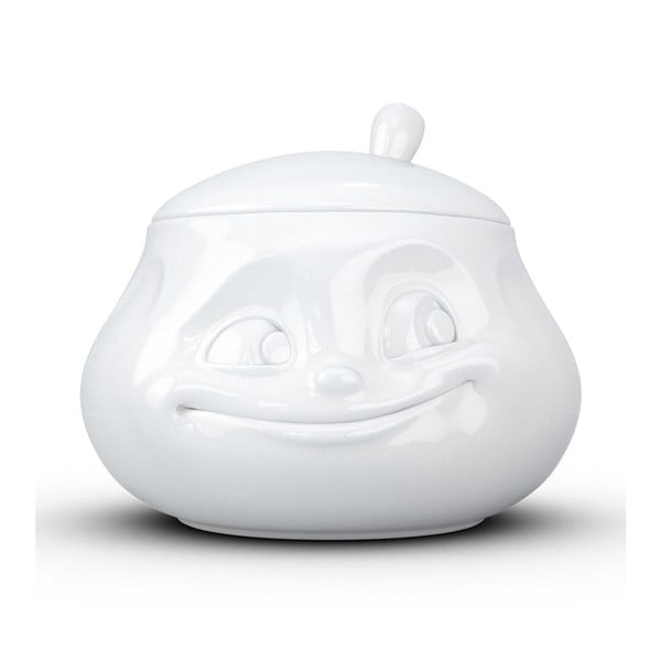 Biała uśmiechnięta cukierniczka z porcelany 58products