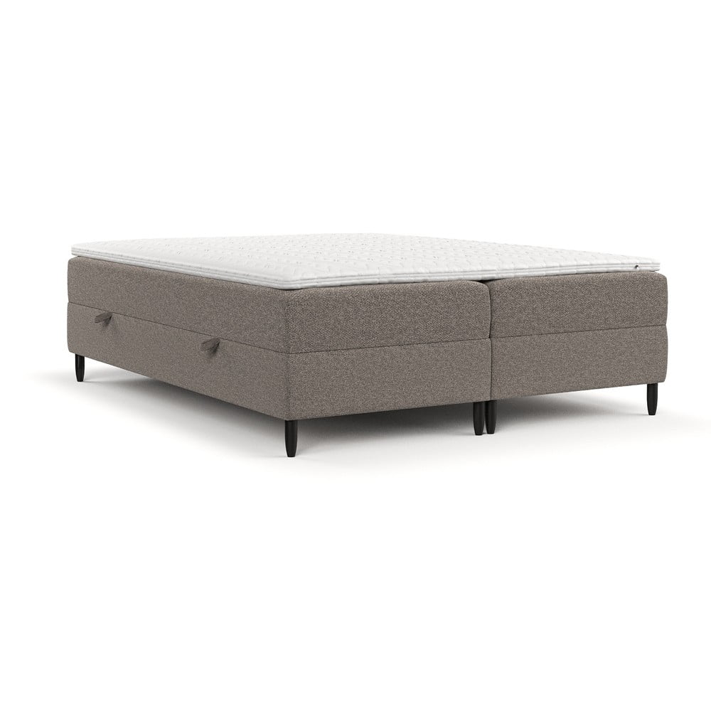 Brązowe łóżko boxspring ze schowkiem 200x200 cm Malte – Maison de Rêve