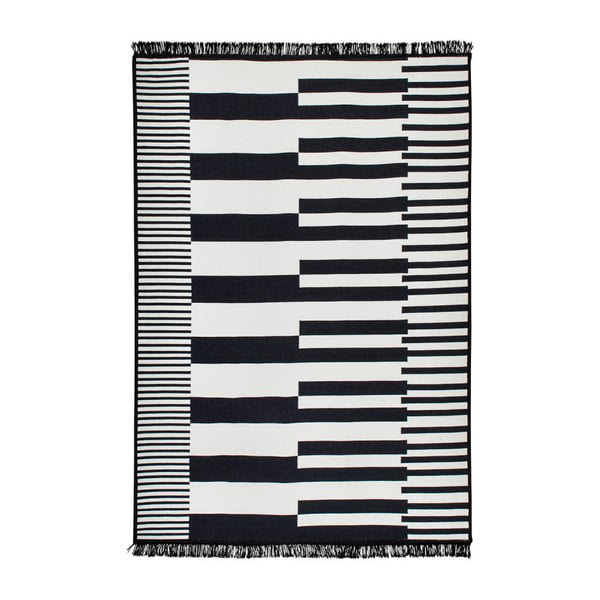 Czarno-biały dywan dwustronny Klotho, 80x150 cm