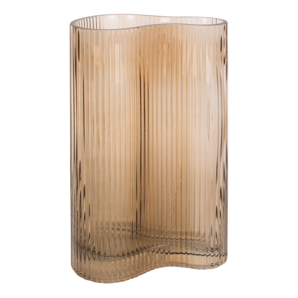 Jasnobrązowy szklany wazon PT LIVING Wave, wys. 27 cm