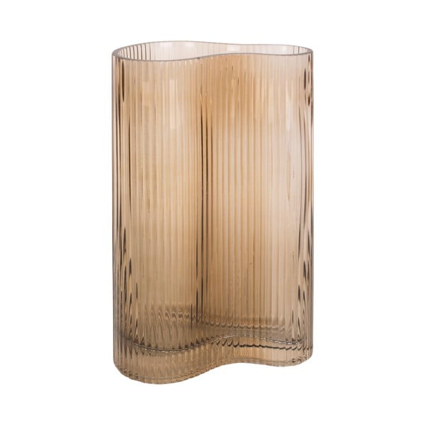 Jasnobrązowy szklany wazon PT LIVING Wave, wys. 27 cm