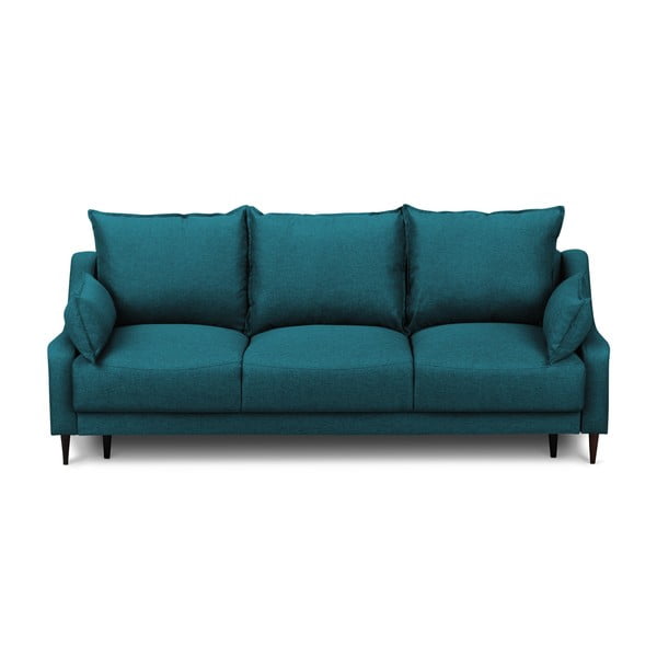 Turkusowa rozkładana sofa ze schowkiem Mazzini Sofas Ancolie, 215 cm