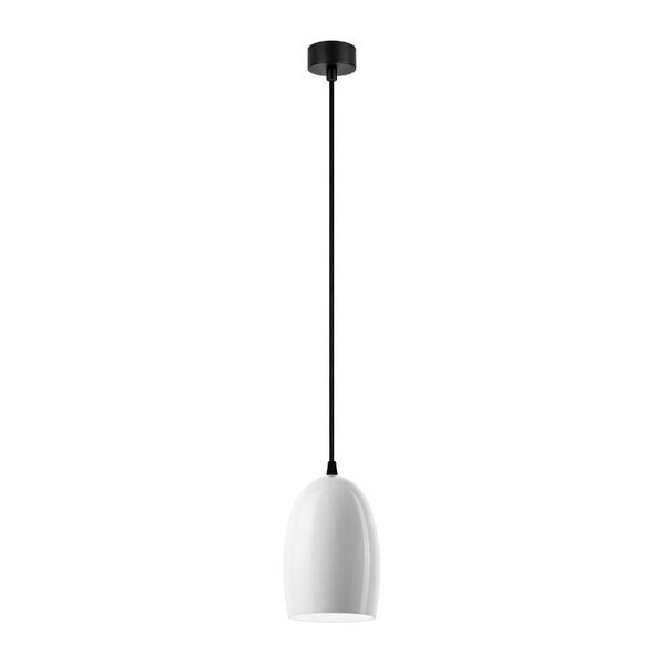 Biała lampa wisząca z połyskiem z czarnym kablem Sotto Luce Ume