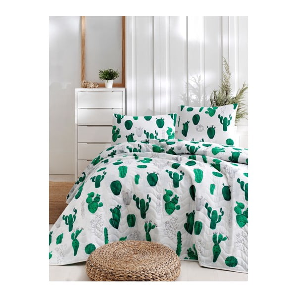 Zestaw bawełnianej narzuty na łóżko i 2 poszewek na poduszki Masso Parento, 200x220 cm