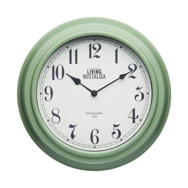 Zielony zegar ścienny Kitchen Craft Living Nostalgia, ⌀ 25,5 cm