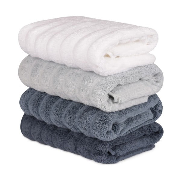 Komplet 4 szaro-białych ręczników bawełnianych Sofia, 50x90 cm