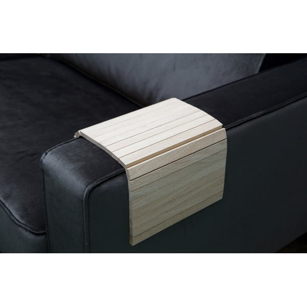 Brązowa elastyczna drewniana podkładka na podłokietnik sofy WOOOD Tray