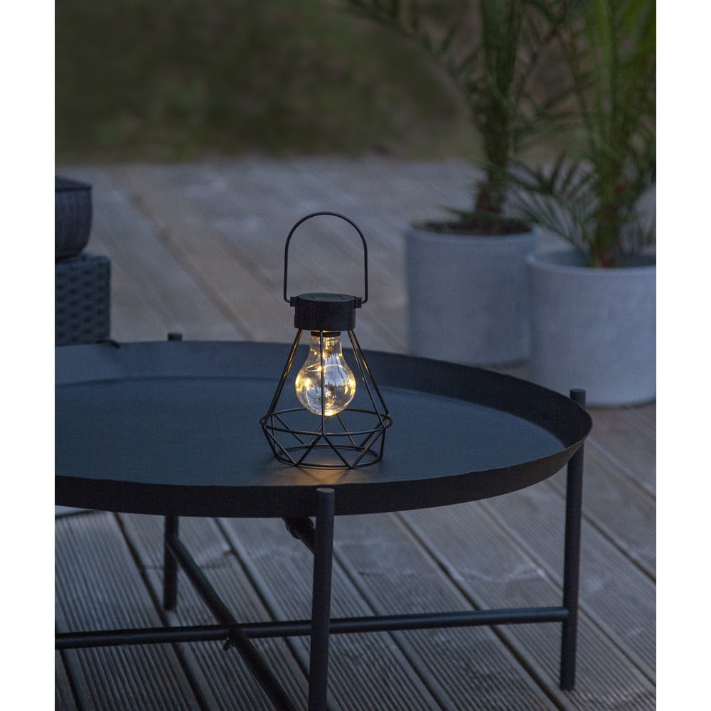 Czarny lampion LED Star Trading Eddy, wys. 15,5 cm