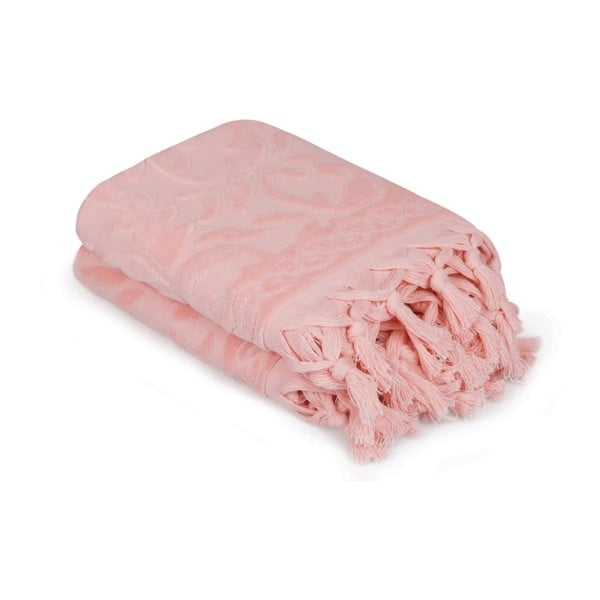 Zestaw dwóch ręczników w kolorze pudru Bohème, 90x50 cm