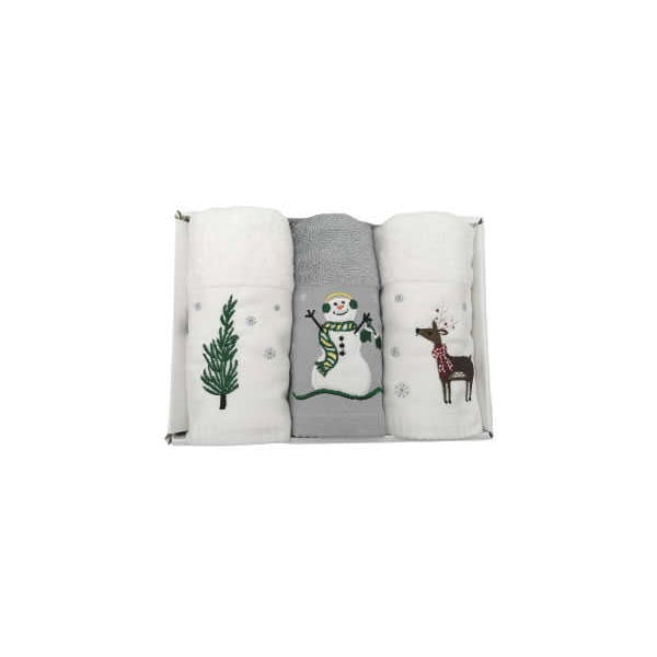 Zestaw 3 bawełnianych ręczników ze świątecznym motywem Armada Merry, 45x70 cm