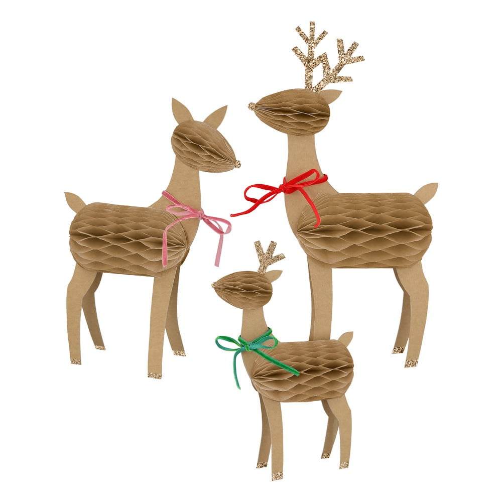 Фото - Інші прикраси Meri Meri Figurki świąteczne zestaw 3 szt. Reindeer Family –  beżowy 