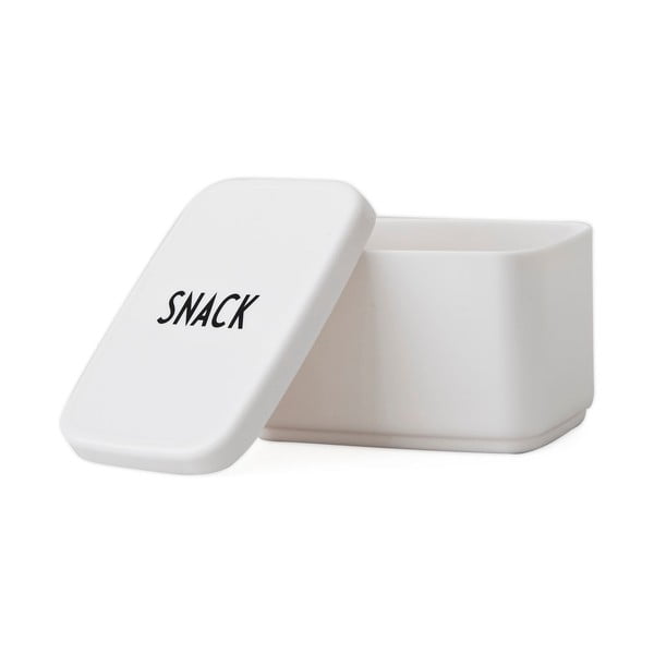 Biały pojemnik na przekąski Design Letters Snack, 8,2x6,8 cm