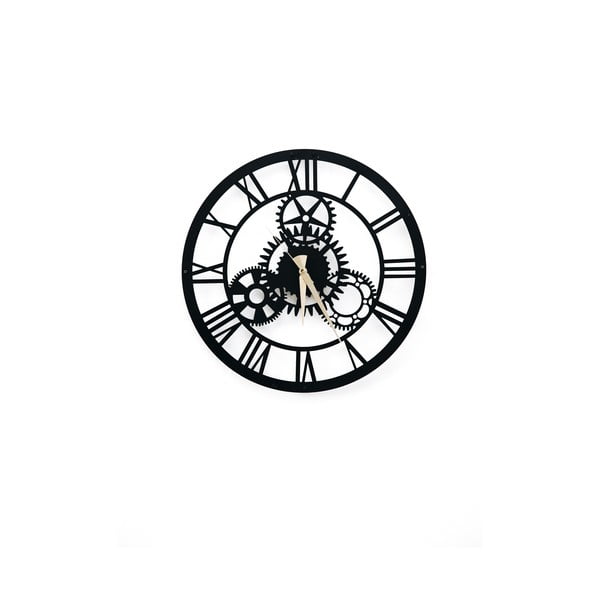 Czarny zegar ścienny Davin Clock, ⌀ 48 cm