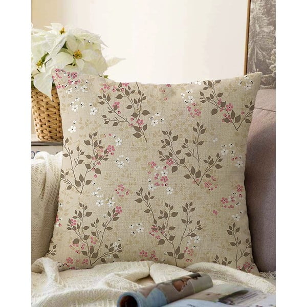 Brązowa poszewka na poduszkę z domieszką bawełny Minimalist Cushion Covers Bloom, 55x55 cm