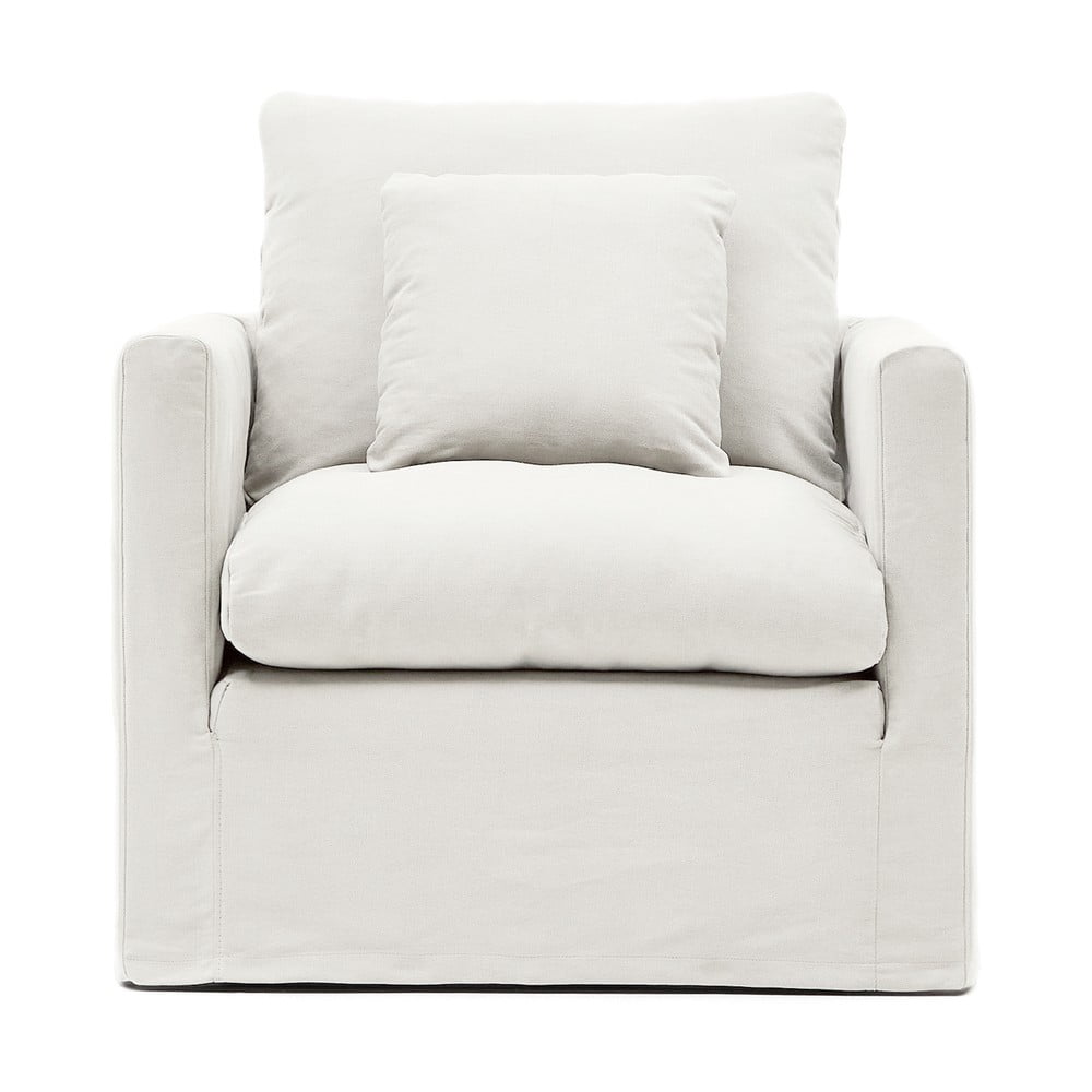 Biały lniany fotel Nora – Kave Home