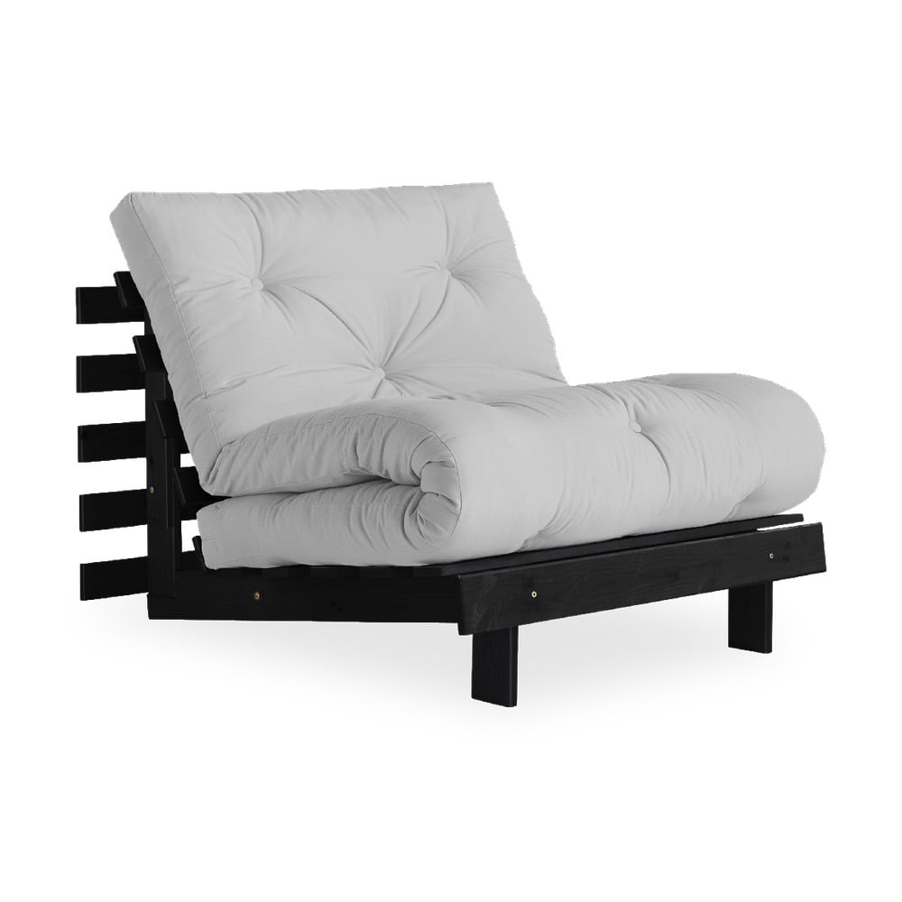 Fotel rozkładany z jasnoszarym pokryciem Karup Design Roots Black/Light Grey