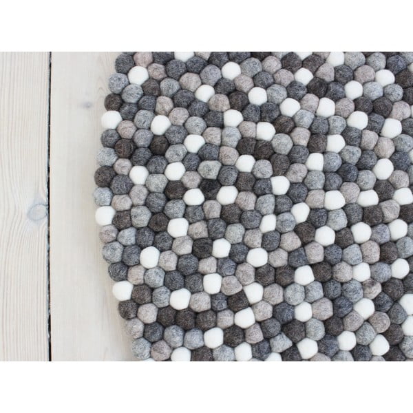 Szaro-biały wełniany dywan kulkowy Wooldot Ball Rugs, ⌀ 90 cm