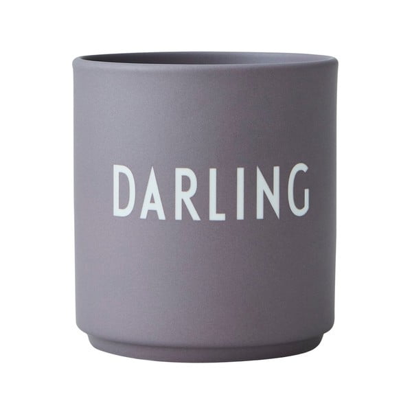 Szary porcelanowy kubek Design Letters Darling, 300 ml