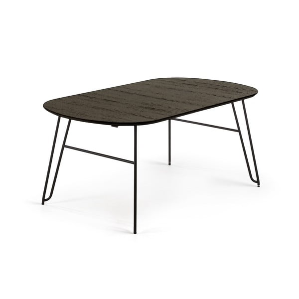 Czarny stół rozkładany Kave Home Norfort, 170 x 100 cm