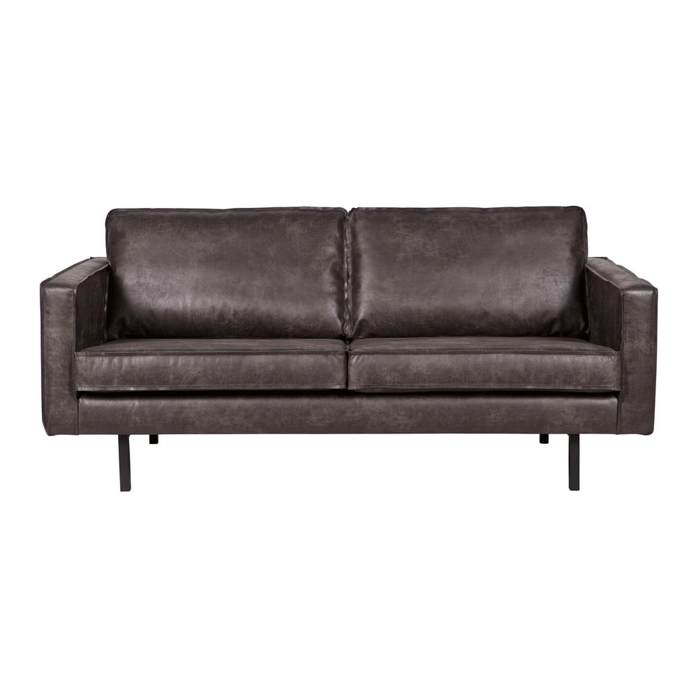 Czarna sofa z obiciem ze skóry z recyklingu BePureHome Rodeo, 190 cm