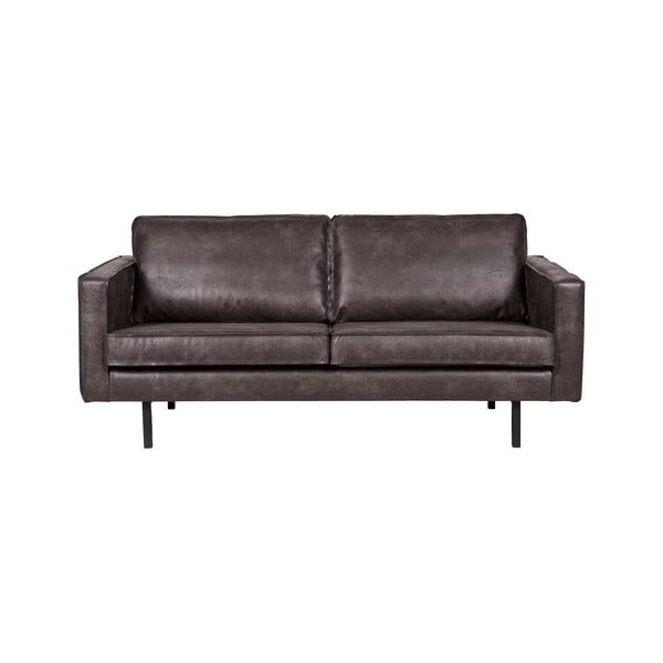 Czarna sofa z obiciem ze skóry z recyklingu BePureHome Rodeo, 190 cm