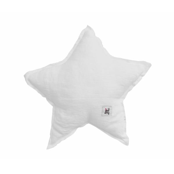 Biała lniana poduszka dziecięca w kształcie gwiazdki BELLAMY Snow White
