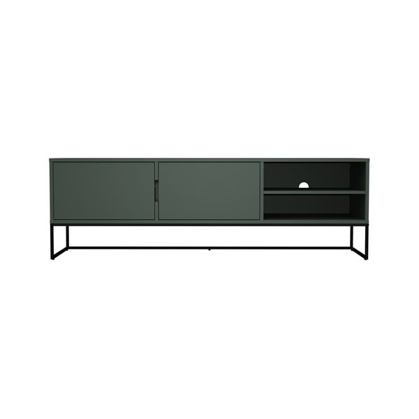 Zielona szafka pod TV z metalowymi nogami w czarnym kolorze Tenzo Lipp, szer. 176 cm