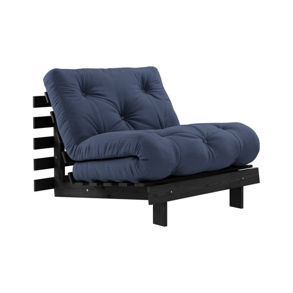 Fotel rozkładany z ciemnoniebieskim obiciem Karup Design Roots Black/Navy