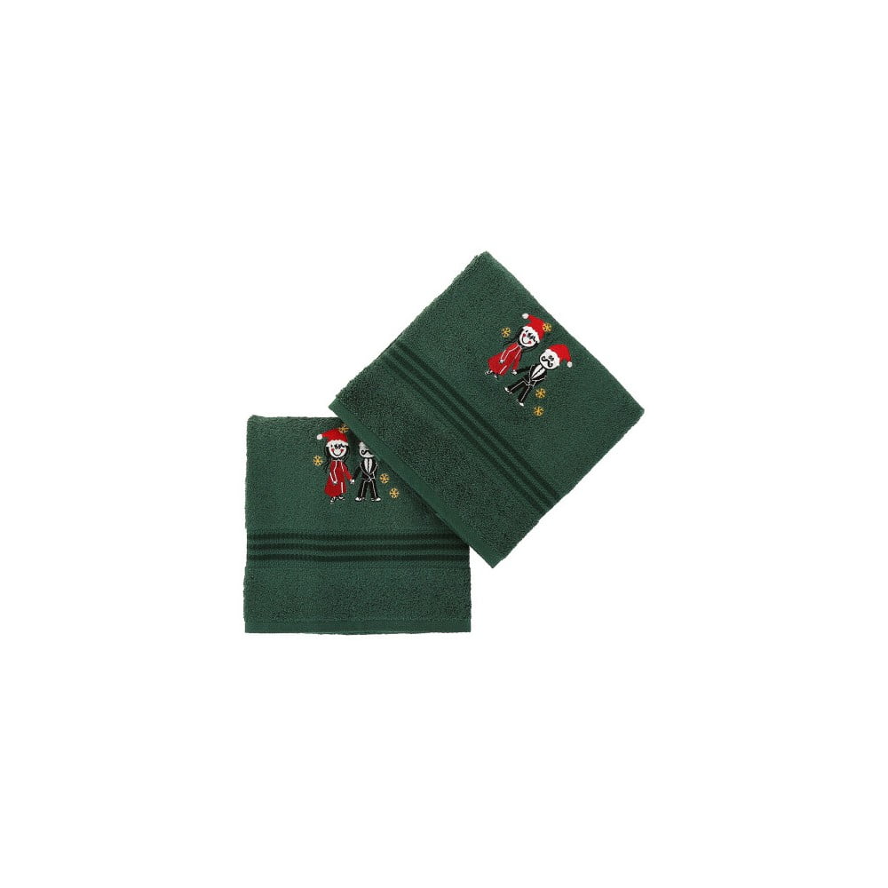 Komplet 2 zielonych bawełnianych ręczników Cift Green, 70x140 cm