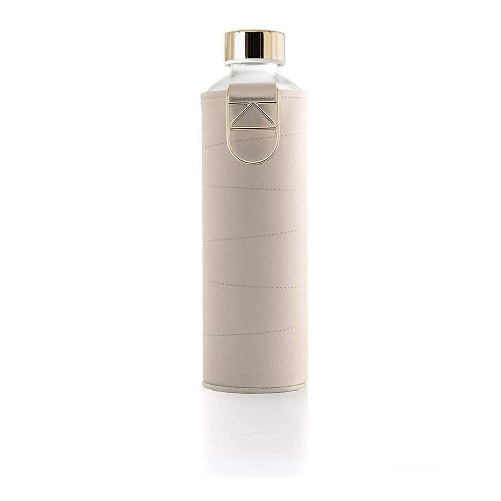 Beżowa butelka ze szkła borokrzemowego z pokrowcem ze skóry ekologicznej Equa Mismatch, 750 ml
