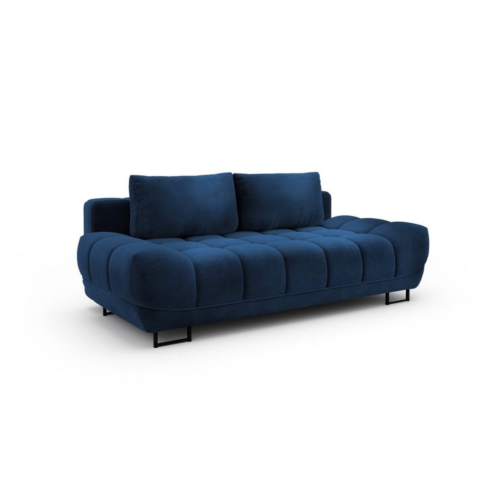 Granatowa 3-osobowa sofa rozkładana z aksamitnym obiciem Windsor & Co Sofas Cirrus