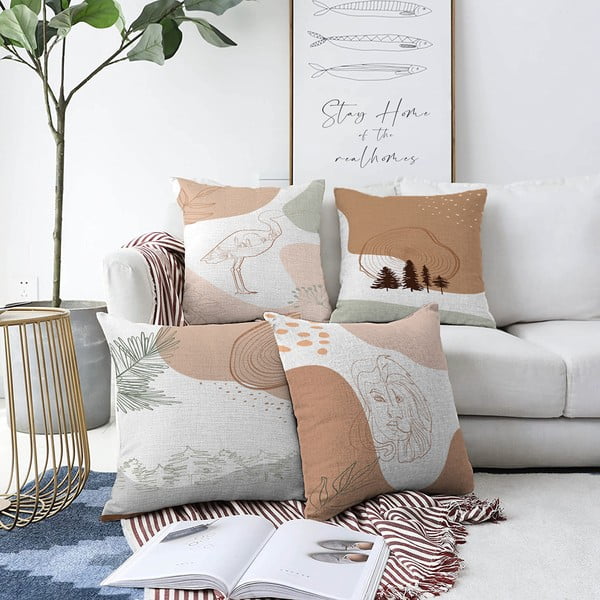 Zestaw 4 poszewek na poduszki Minimalist Cushion Covers Flamingo, 55x55 cm