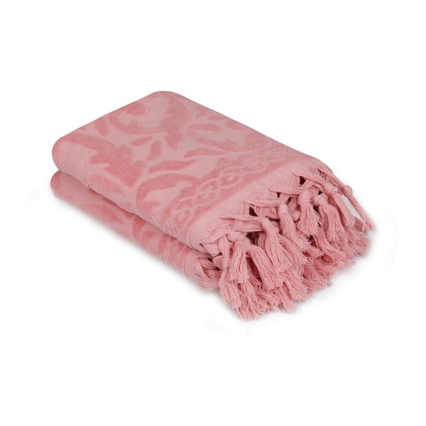Komplet 2 różowych ręczników Madame Coco Bohème, 50x90 cm