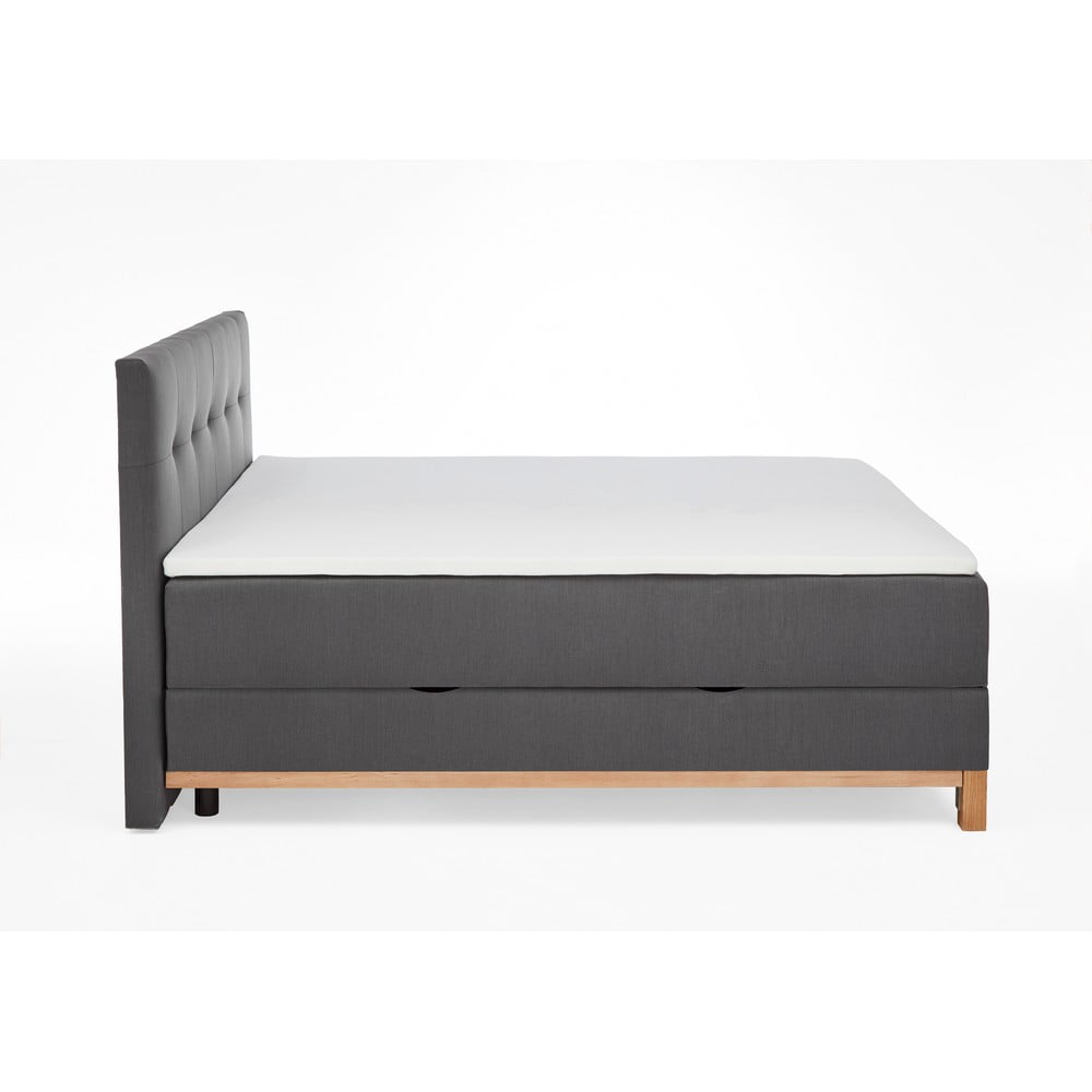 Ciemnoszare łóżko boxspring ze schowkiem 180x200 cm Catania − Meise Möbel