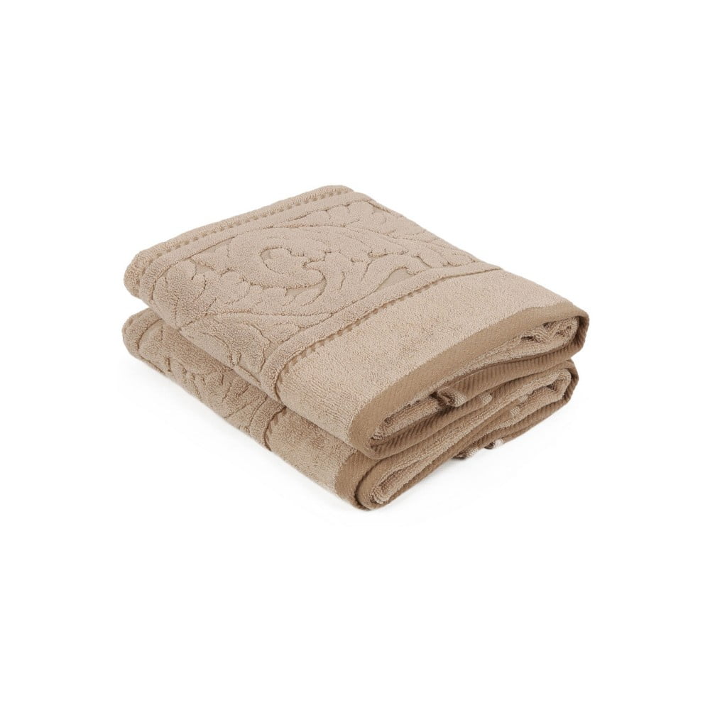 Zestaw 2 brązowych ręczników z bawełny Sultan, 50x90 cm
