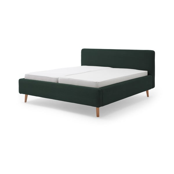Zielone sztruksowe łóżko dwuosobowe Meise Möbel Mattis Cord, 140x200 cm