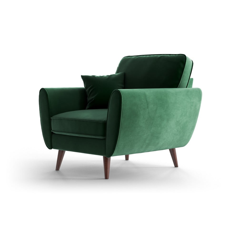Zielony aksamitny fotel My Pop Design Auteuil
