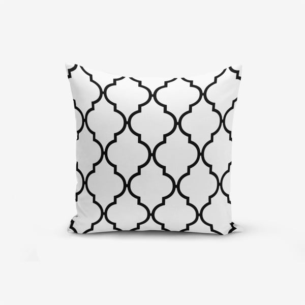 Czarno-biała poszewka na poduszkę z domieszką bawełny Minimalist Cushion Covers Black White Ogea, 45x45 cm