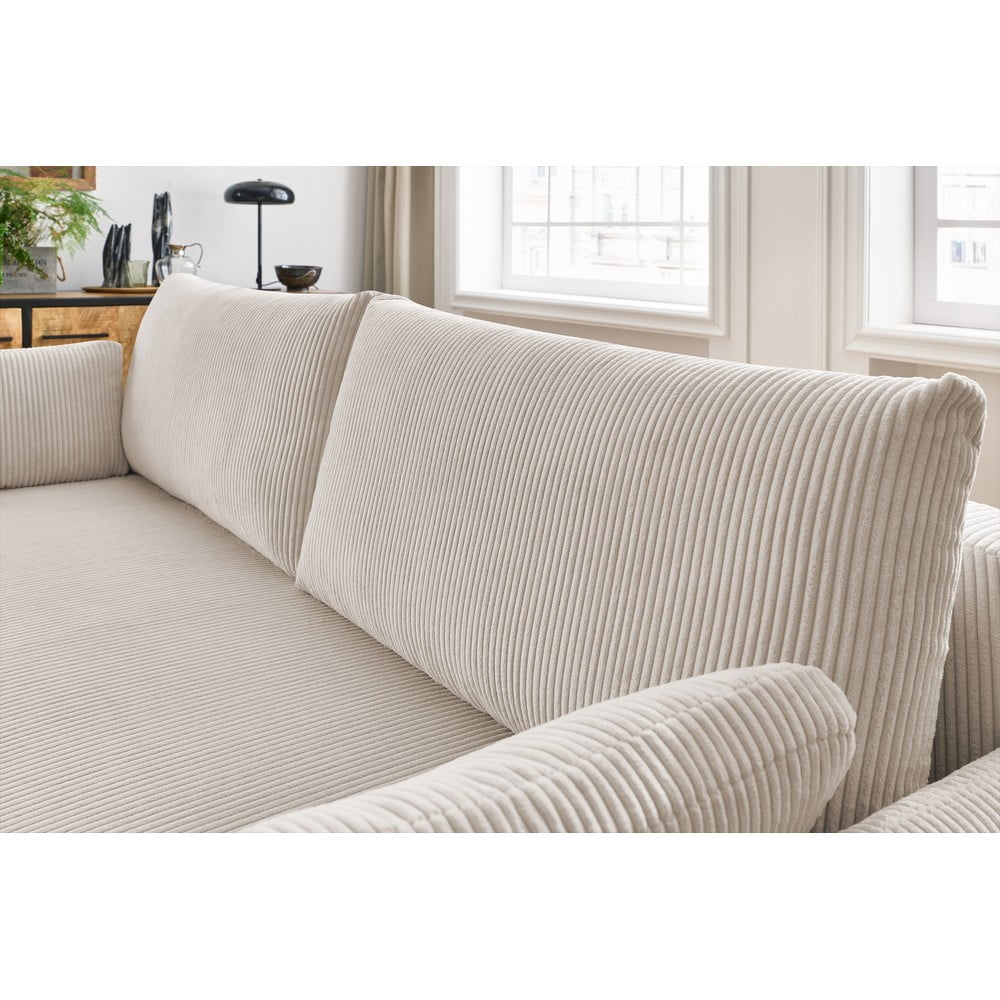 Beżowa sztruksowa rozkładana sofa 211 cm Marcel – Bobochic Paris