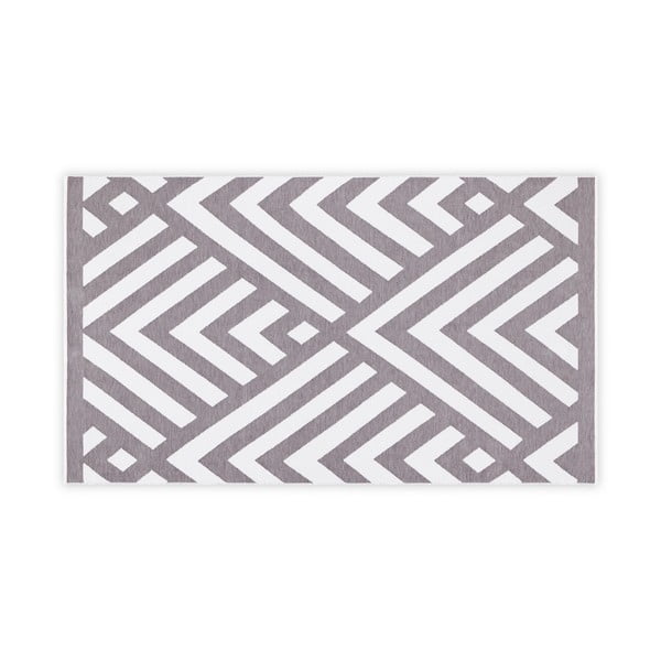 Szaro-biały bawełniany dywanik łazienkowy L'appartement Geometric, 100x180 cm