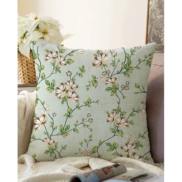 Zielona poszewka na poduszkę z domieszką bawełny Minimalist Cushion Covers Blooming, 55x55 cm