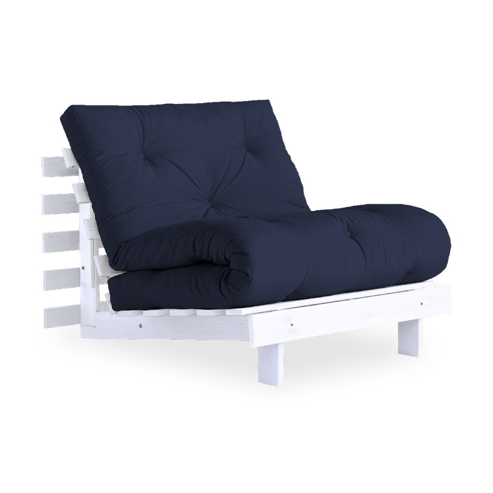Fotel rozkładany z niebieskim pokryciem Karup Design Roots White/Navy