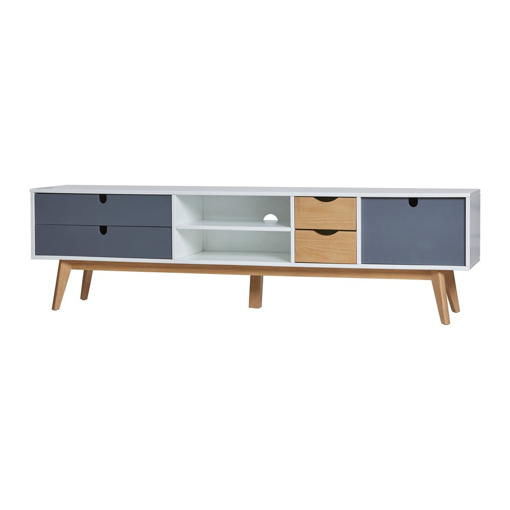Szafka pod TV z szarymi szufladami Marckeric Mila, 180x37 cm