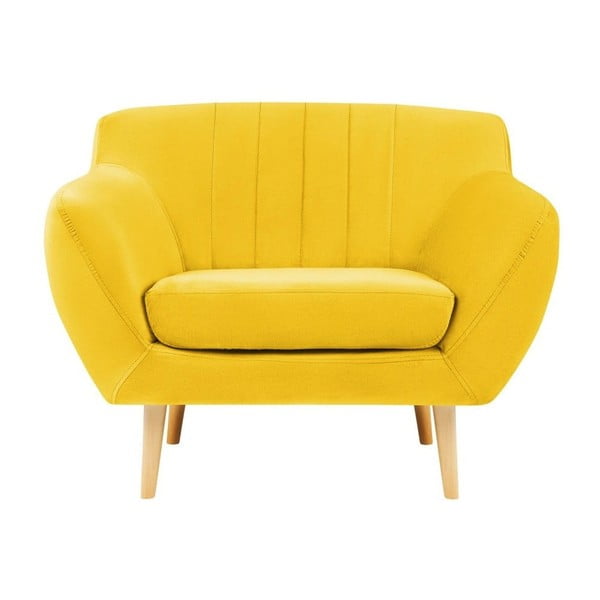 Żółty aksamitny fotel Mazzini Sofas Sardaigne
