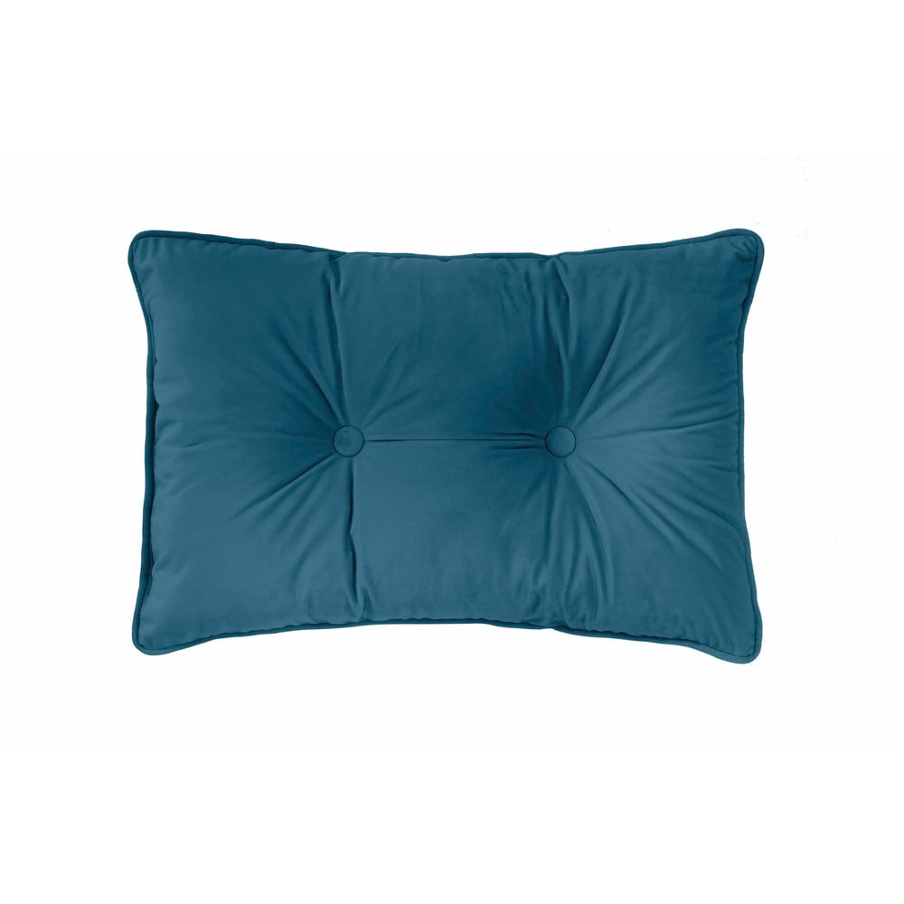 Ciemnoniebieska poduszka Tiseco Home Studio Velvet Button, 40x60 cm