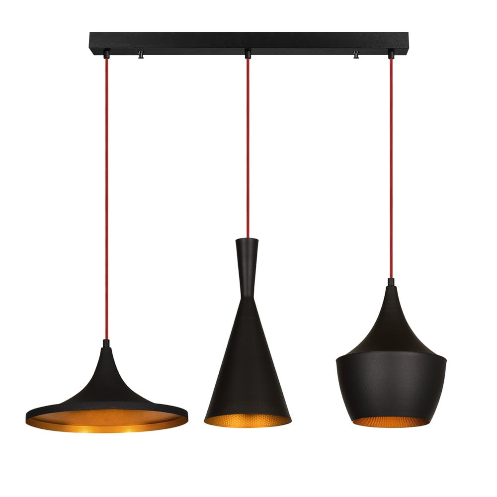 Czarna lampa wisząca z 3 różnymi kloszami Opviq lights Elmas Line