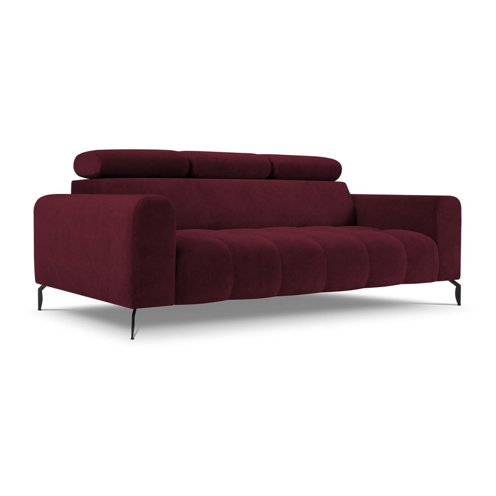Ciemnoczerwona sofa z funkcją relaks z aksamitną powierzchnią Milo Casa Nico