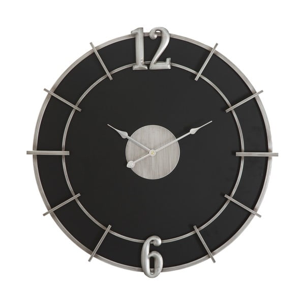 Czarny zegar ścienny Mauro Ferretti Glam, ø 60 cm