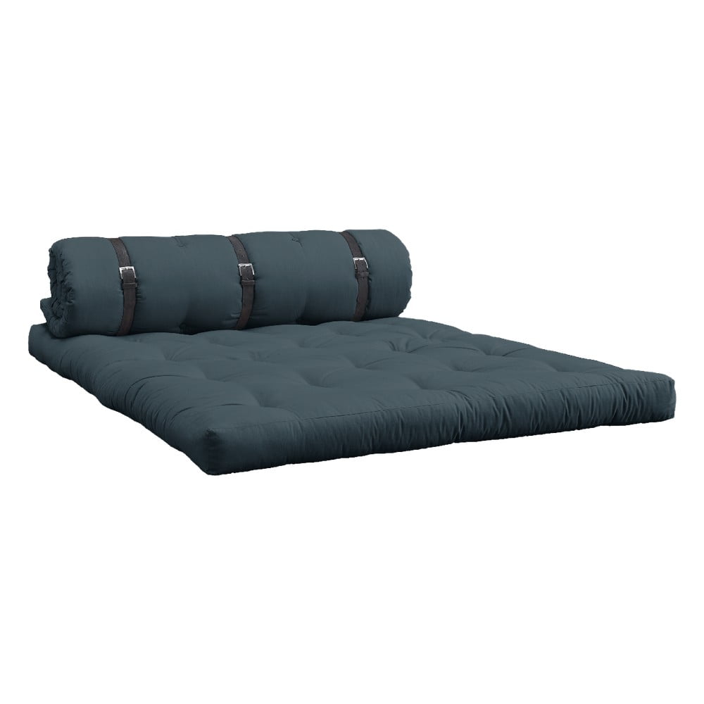 Sofa rozkładana z niebieskim obiciem Karup Design Buckle Up Petrol Blue